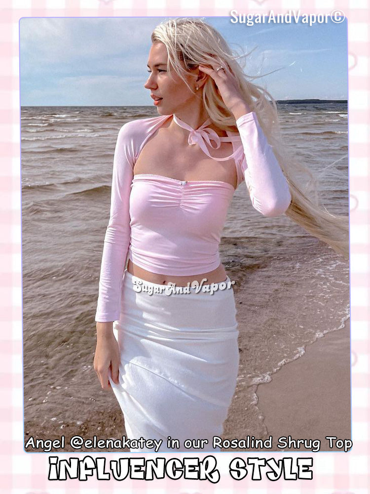 Rosalind Pink Shrug Style 2 Pieces Top-TOPS-SugarAndVapor