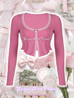 Roseland Girly Pink Cut-out Crop Top-TOPS-SugarAndVapor