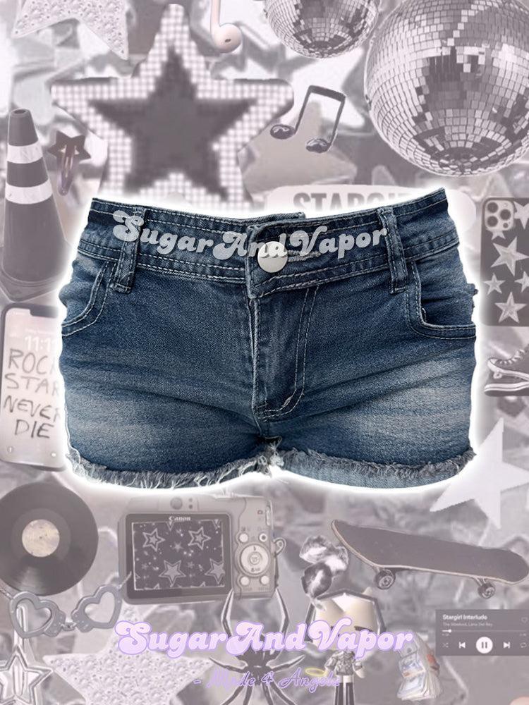 Roxane Y2K Basic Low-rise Denim Shorts-Skirts-SugarAndVapor