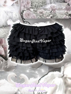 Ruby Gothic Mesh Ruffled Shorts-Skirts-SugarAndVapor