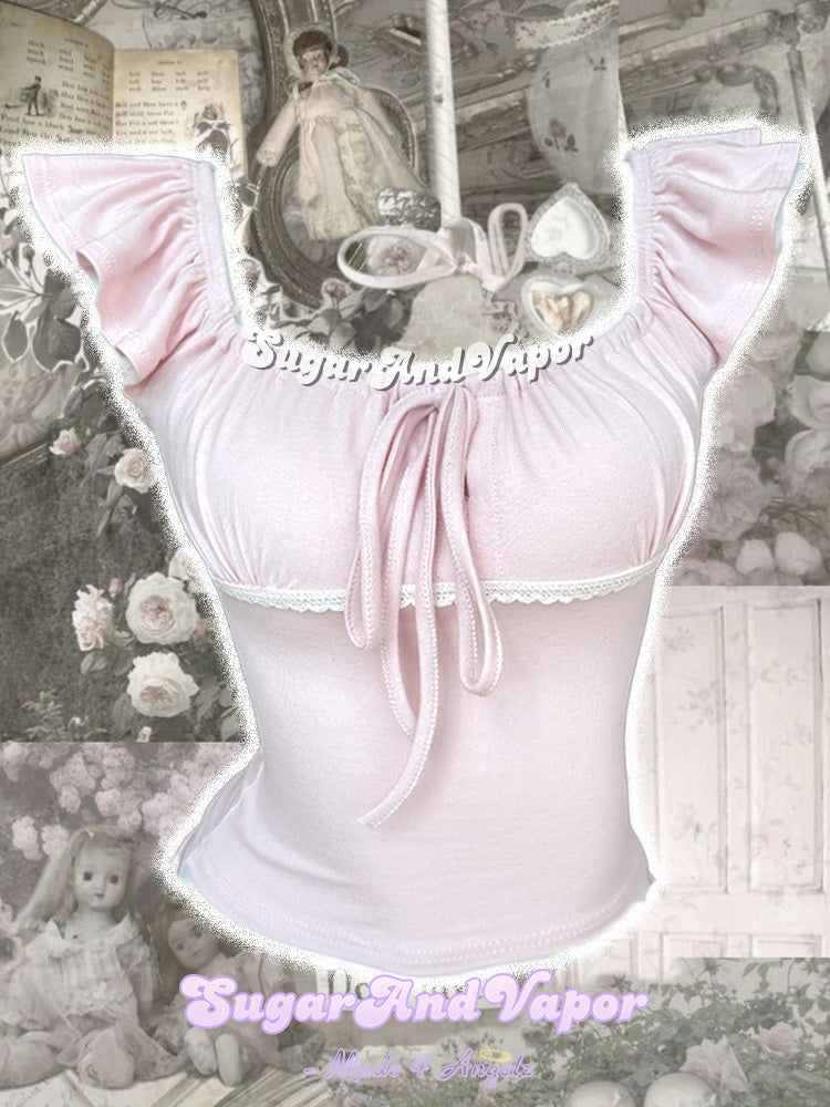 Arlyse Soft Pink Coquette Ruffle Top