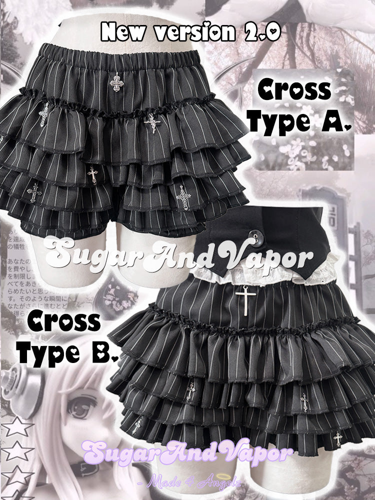 Artemis Grunge Stripes Puffy Mini Skort 2.0