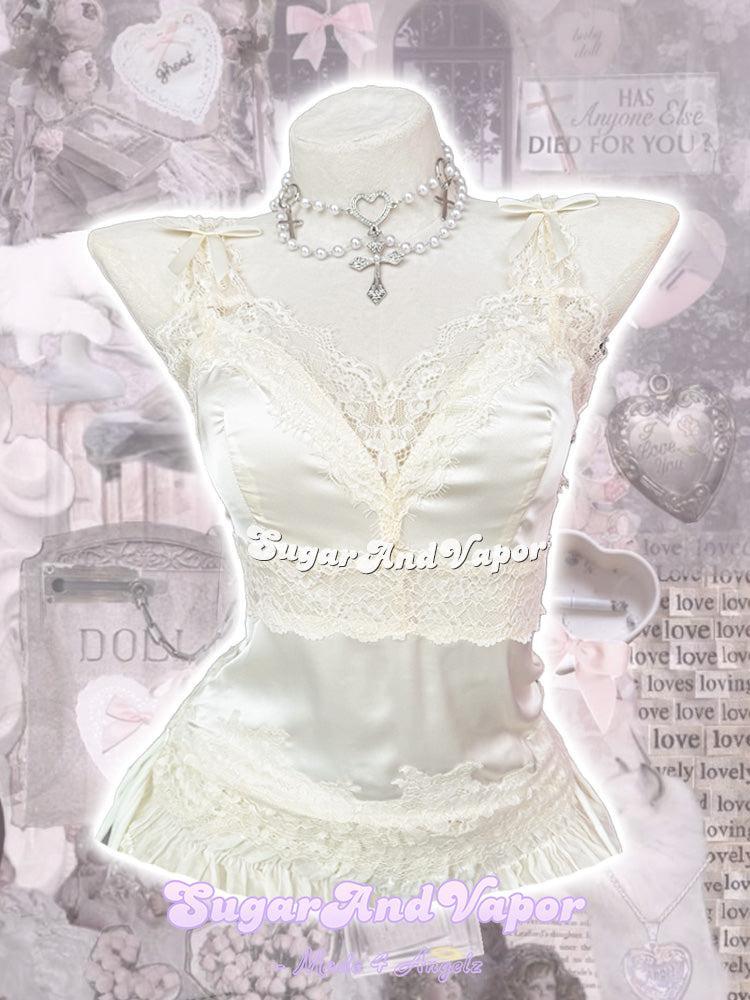 Adela Cream BabyDoll Knit Top + Satin Cami Set-TOPS-SugarAndVapor