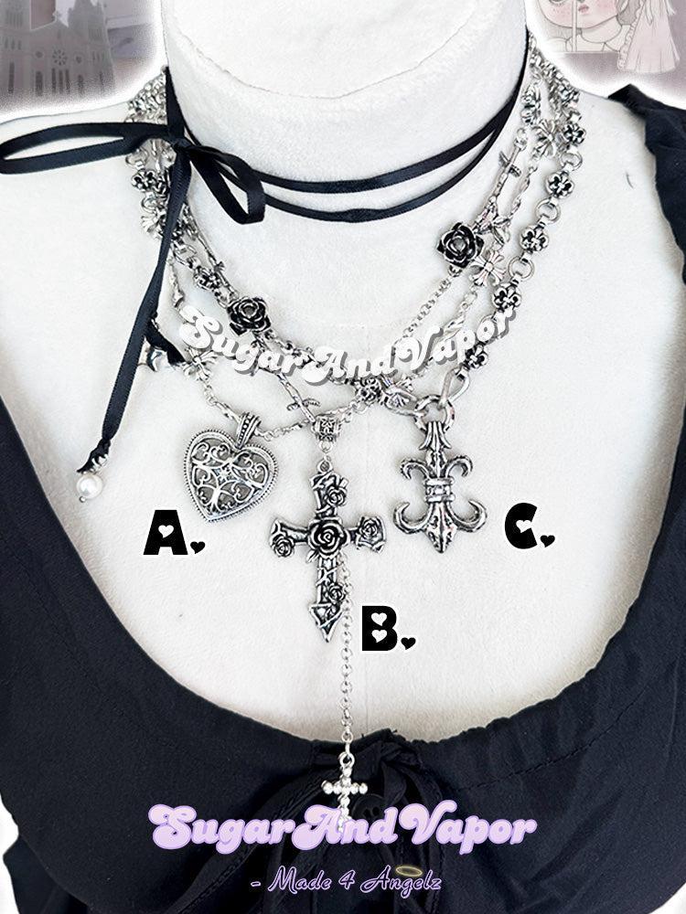 Seraphina Vintage Silver-tone Thorn Metal Necklaces Set