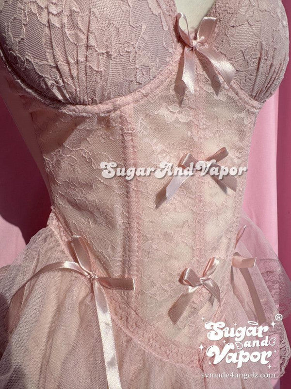 Selena Sweet Lace Bustier Lingerie Set-Lingeries-SugarAndVapor