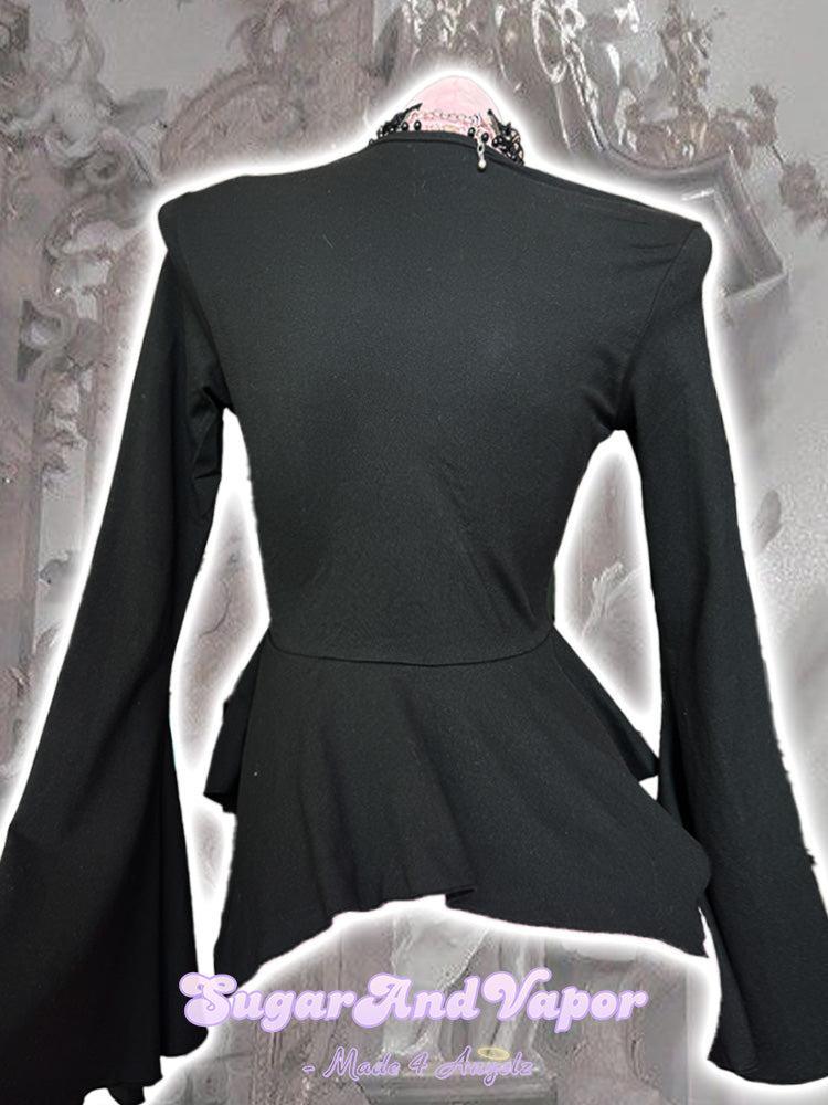 Selyne Ruched Ruffle Drape Bell Sleeve Top-TOPS-SugarAndVapor