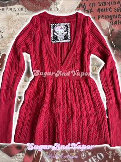 Seraphina Cherry Red Babydoll Sweater-TOPS-SugarAndVapor