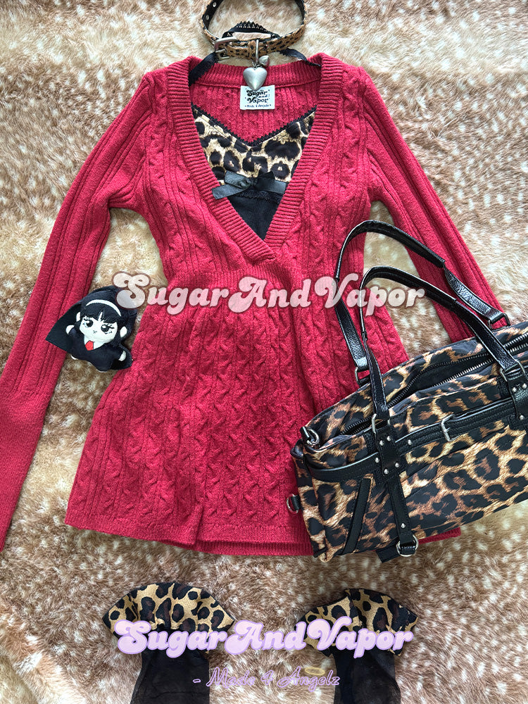 Seraphina Cherry Red Babydoll Sweater-TOPS-SugarAndVapor