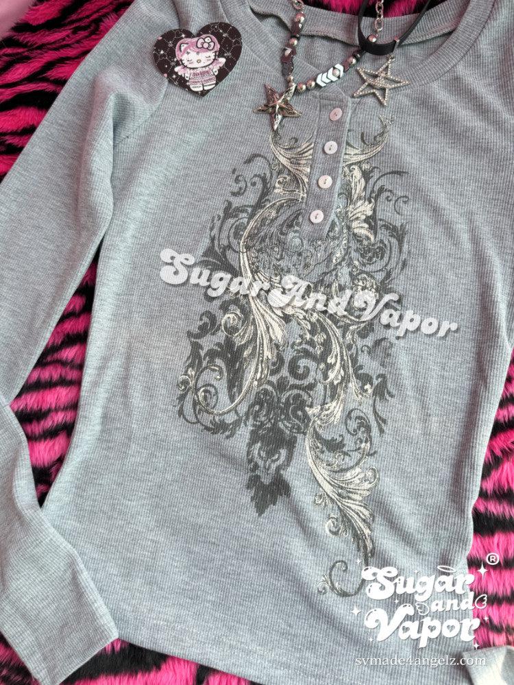 Serena Retro Noir Gothic Long Sleeve Top-TOPS-SugarAndVapor