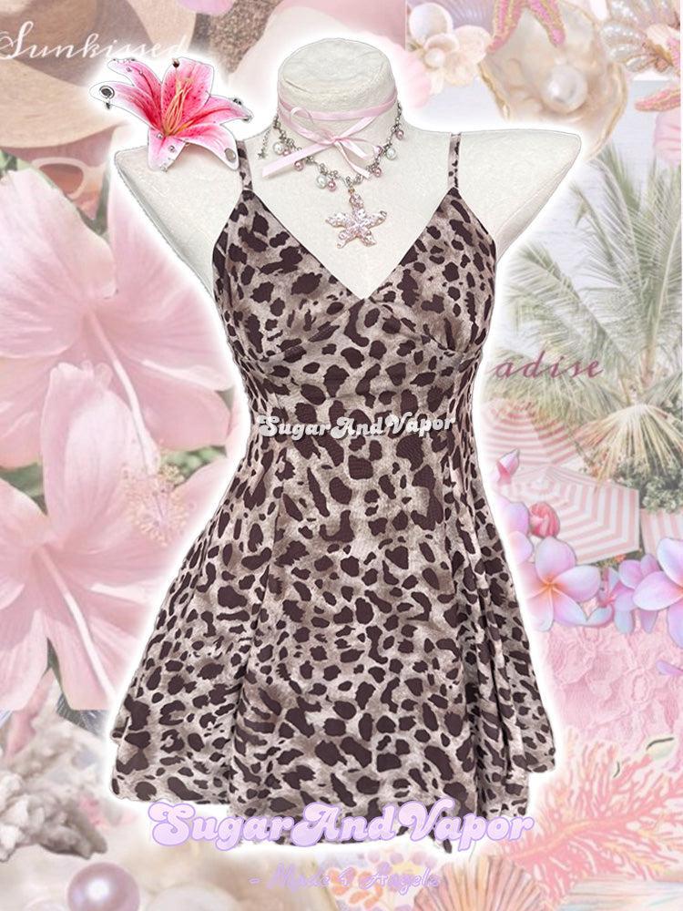 Serenya Chiffon Leopard Slip A-line Dress-DRESSES-SugarAndVapor