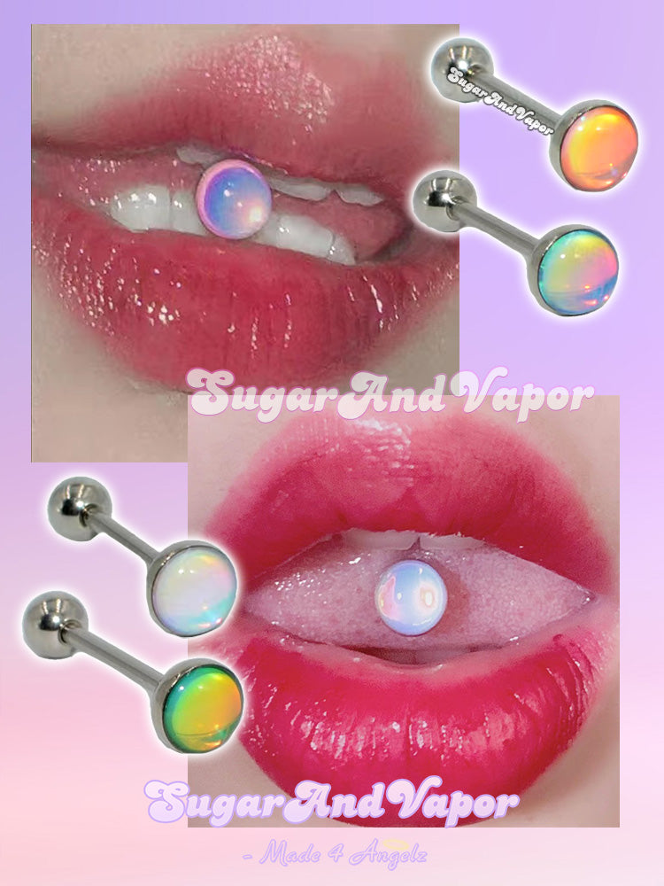 Shining Opal Barbell Tongue Ring-Tongue Ring-SugarAndVapor