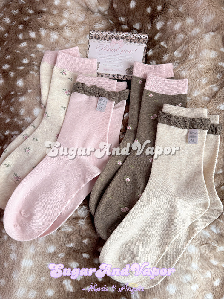 (Sweet Treat) Girly Floral Socks 4 PACK Set-SOCKS & TIGHTS-SugarAndVapor
