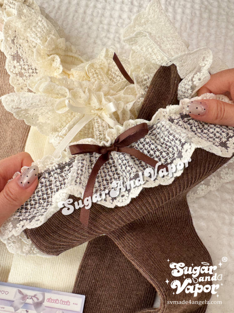 Sweetwood Blooms Lace Knit Stockings (Thigh High/Crew)-SOCKS & TIGHTS-SugarAndVapor