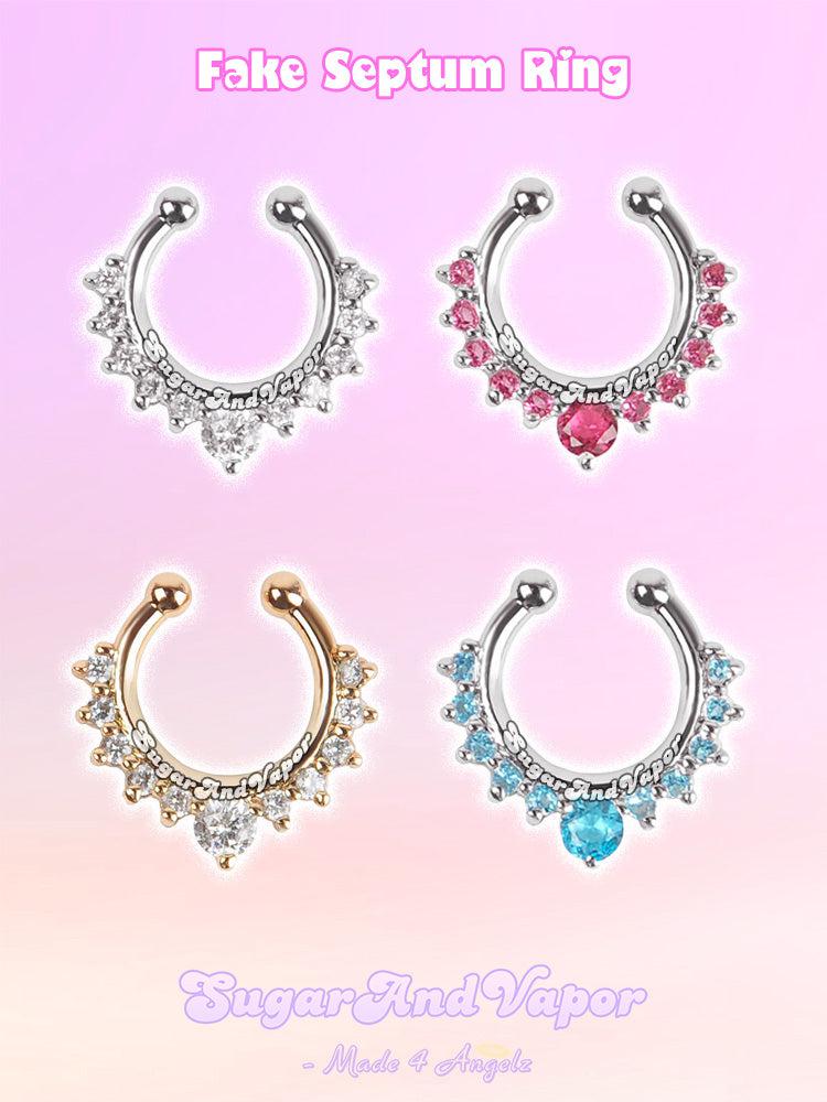 Sylvie Bling Gems Clip on Fake Septum Ring-Nose Rings-SugarAndVapor