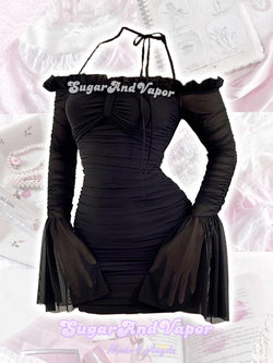 Thalassa Black Off-the-shoulder Bodycon Dress-DRESSES-SugarAndVapor