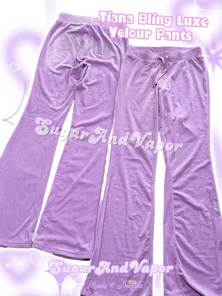Tiana Luxe Velour Bling Back Jogger Pants-Pants-SugarAndVapor