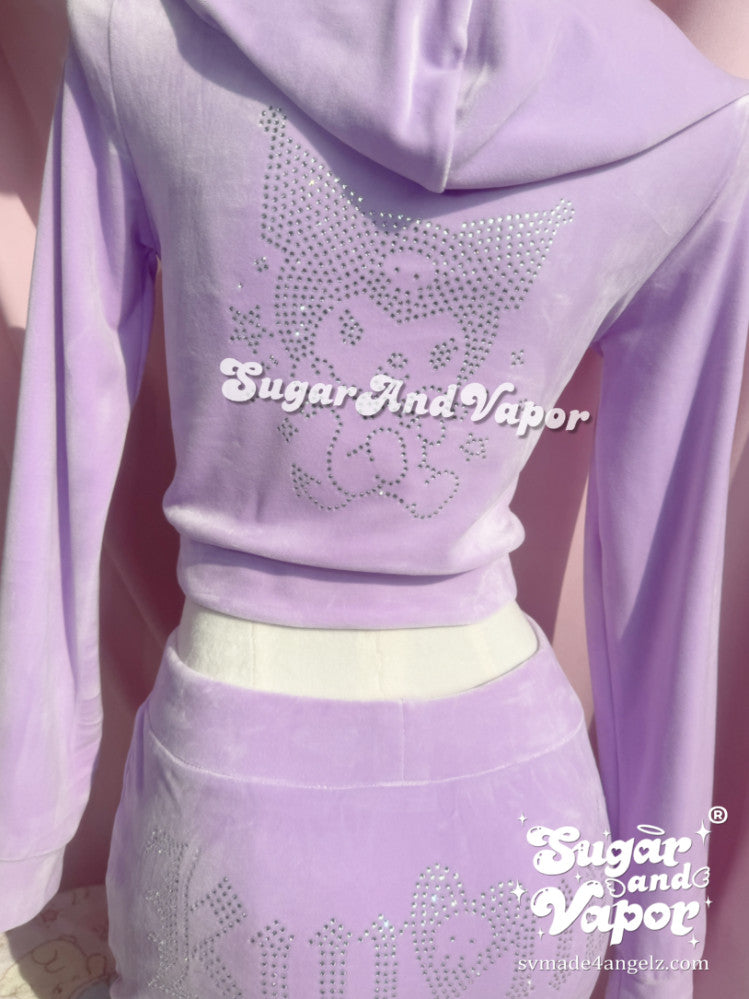 Tiana Set 2.0 Violet Luxe Velour Tracksuit-TOPS-SugarAndVapor