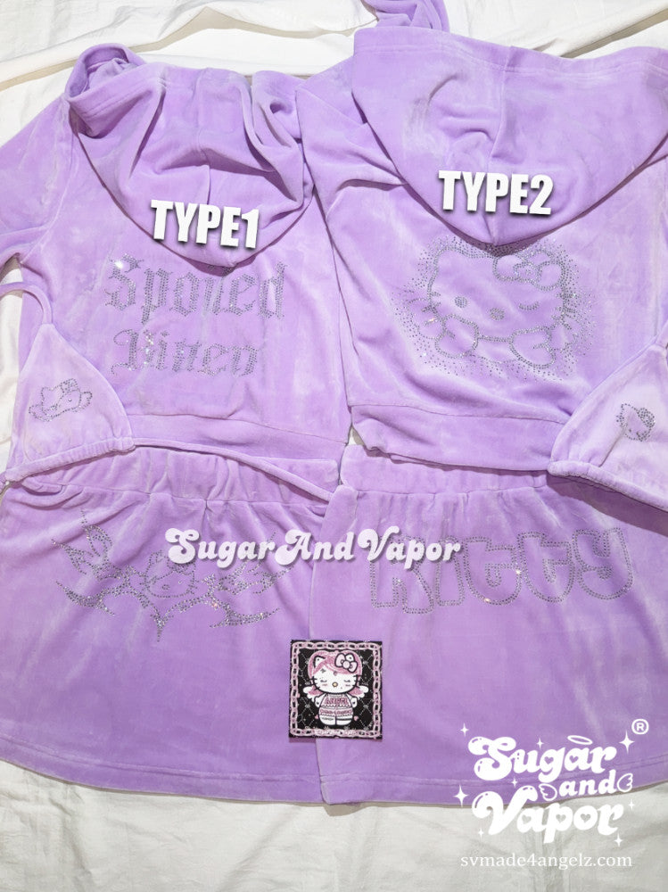 Tiana Set 2.0 Violet Luxe Velour Tracksuit-TOPS-SugarAndVapor