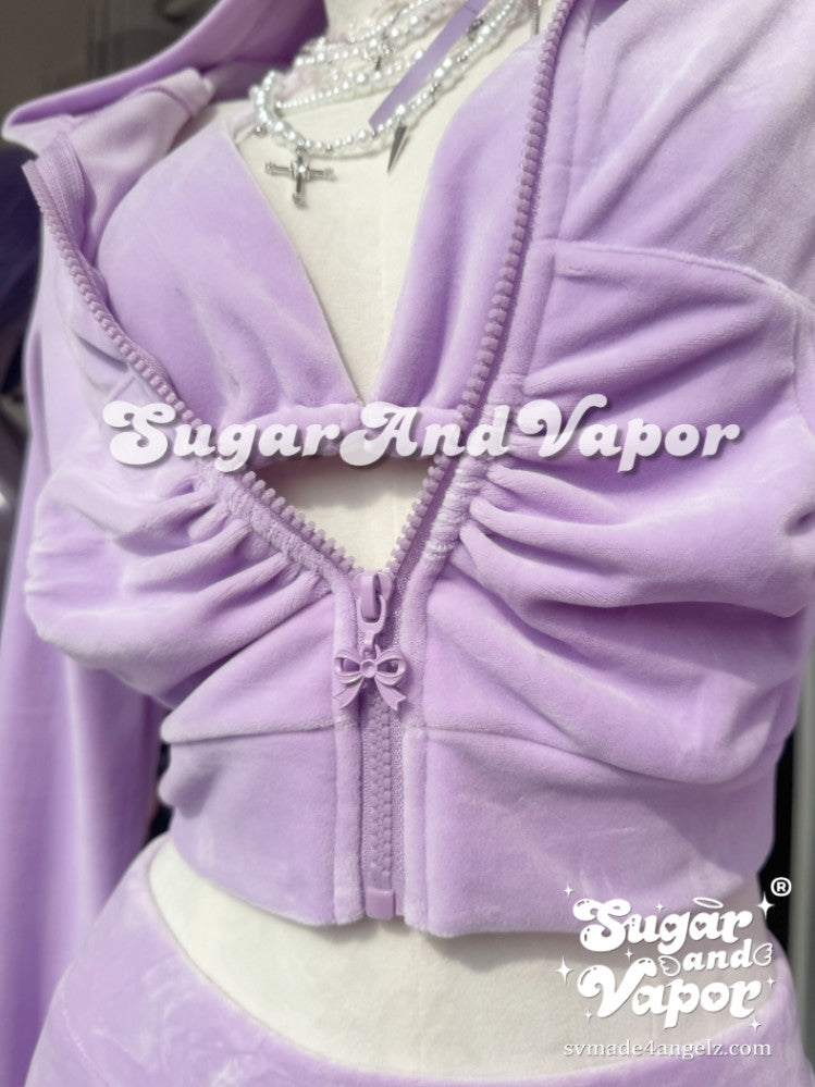 Tiana Set 2.0 Violet Luxe Velour Tracksuit-TOPS-SugarAndVapor