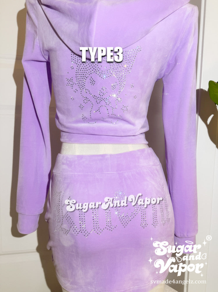 Tiana Set 2.0 Violet Luxe Velour Tracksuit-TOPS-SugarAndVapor