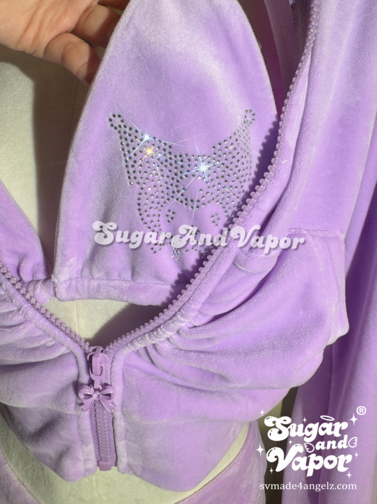 Tiana Set 2.0 Violet Luxe Velour Tracksuit-TOPS-SugarAndVapor