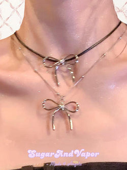 Tindra Bows Choker Necklace Set-NECKLACES-SugarAndVapor