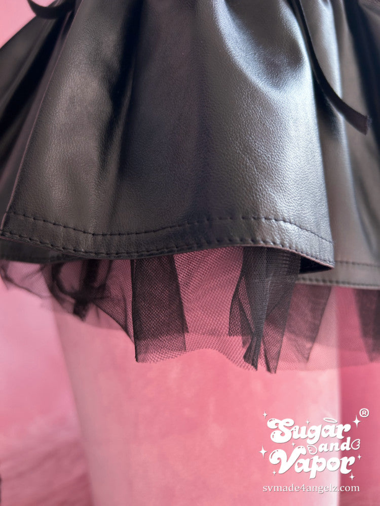 Vaeloria Dark Ballet Pu Low-rise Mini Skirt-Skirts-SugarAndVapor