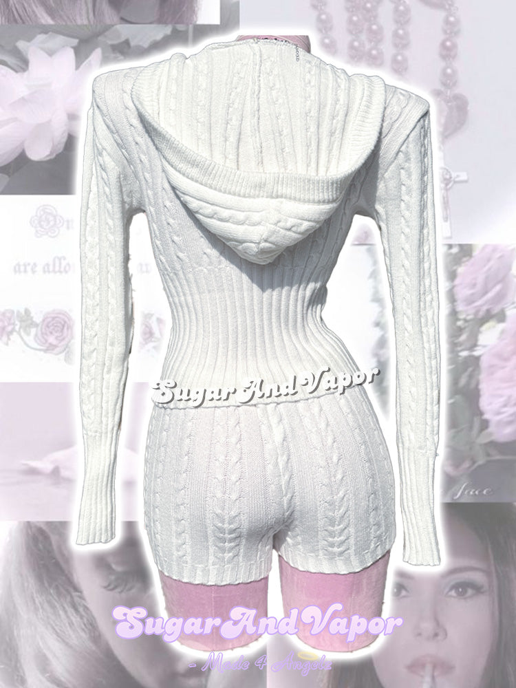 Vasaria Soft Cable-Knit Sweater Lounge Set-TOPS-SugarAndVapor