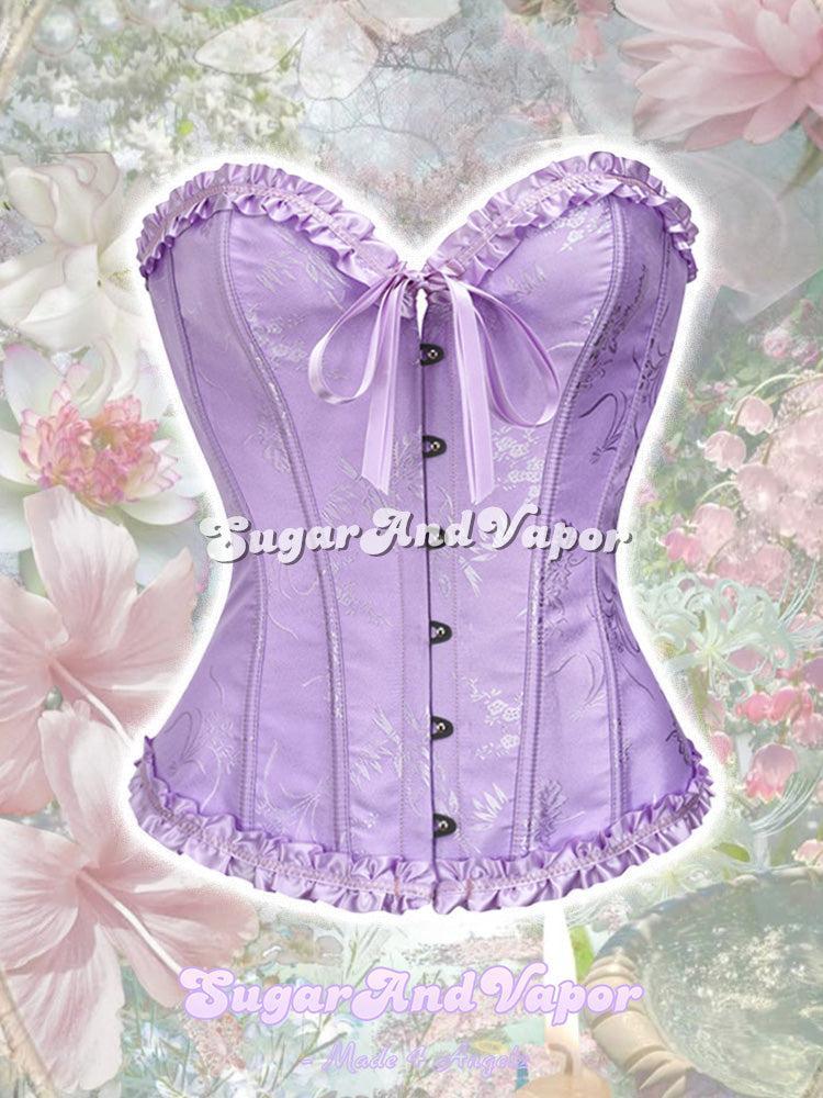 Violet Bloom Jacquard Corset Top-Lingeries-SugarAndVapor