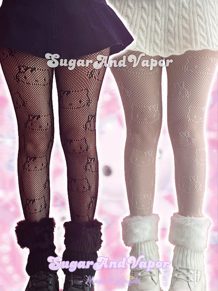 Y2K Cute Kitten Fishnet Tights-SOCKS & TIGHTS-SugarAndVapor