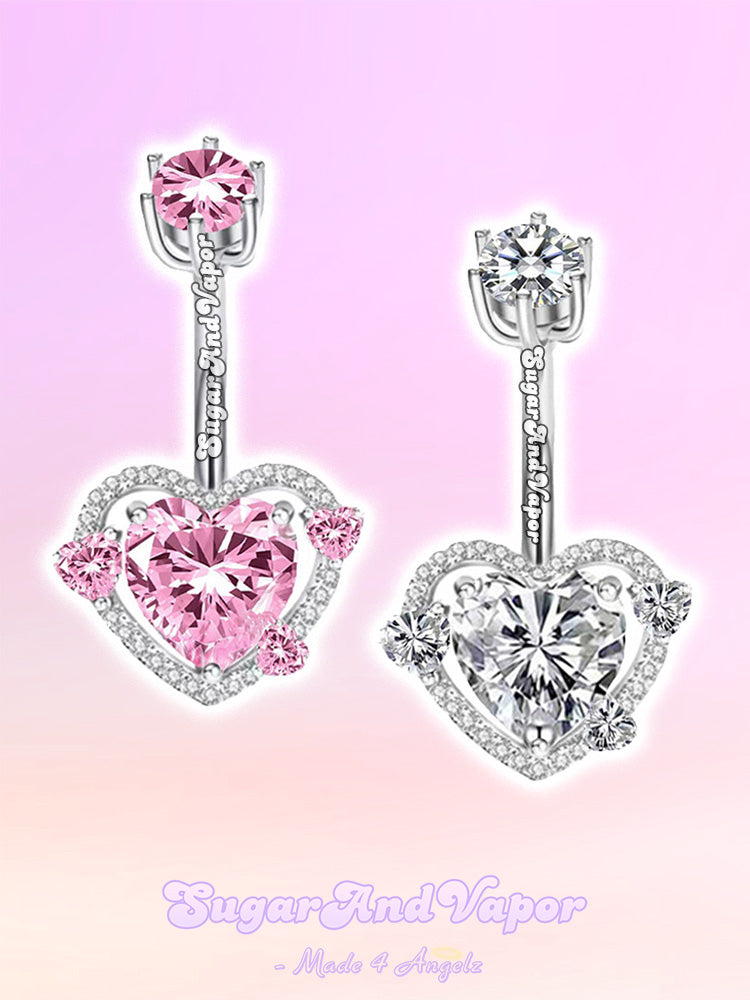Y2K Glam Dazzling Heart Gem Belly Ring-Belly Ring-SugarAndVapor