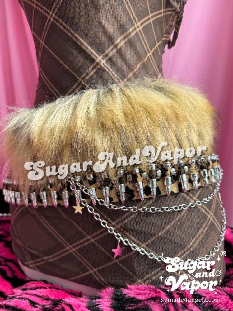 Y2K Wildwood Brown Luxe Fur Waist Belt Collection-BELTS-SugarAndVapor