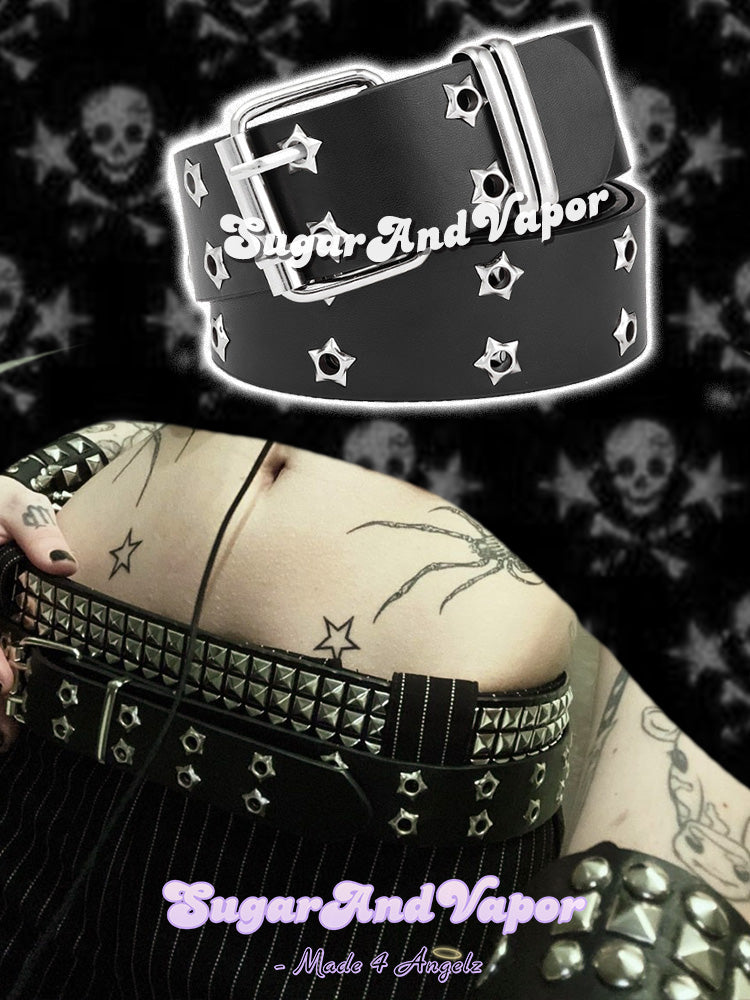 Y2k Star Rivets Grunge Pu Leather Belt-BELTS-SugarAndVapor