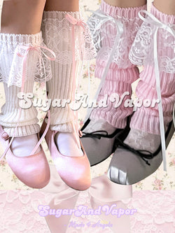 Yuna Lace Bowknot Knitted Arm/Leg Warmers-SOCKS & TIGHTS-SugarAndVapor
