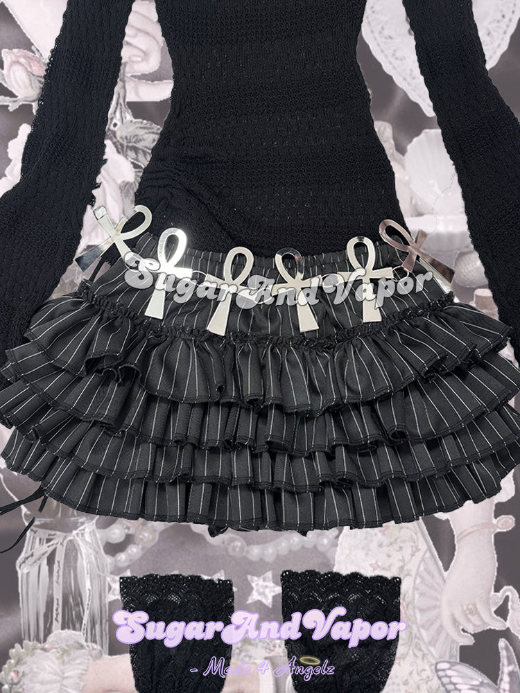 Artemis Grunge Stripes Puffy Mini Skort