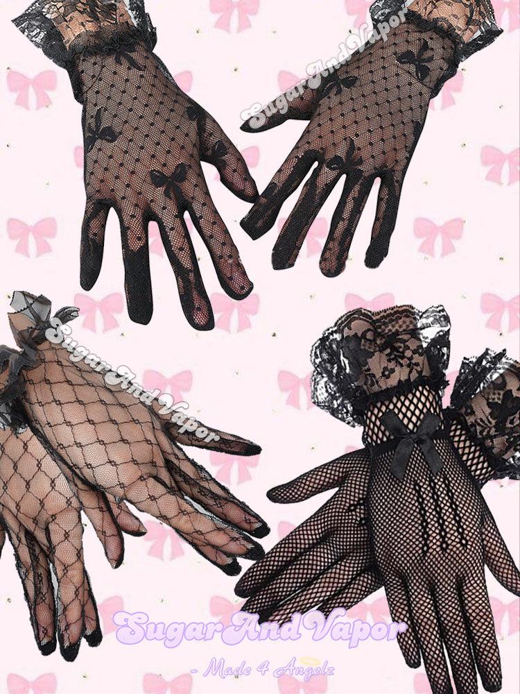 3 Pairs Lolita Lace Short Gloves Set in differnt styles-Gloves-SugarAndVapor