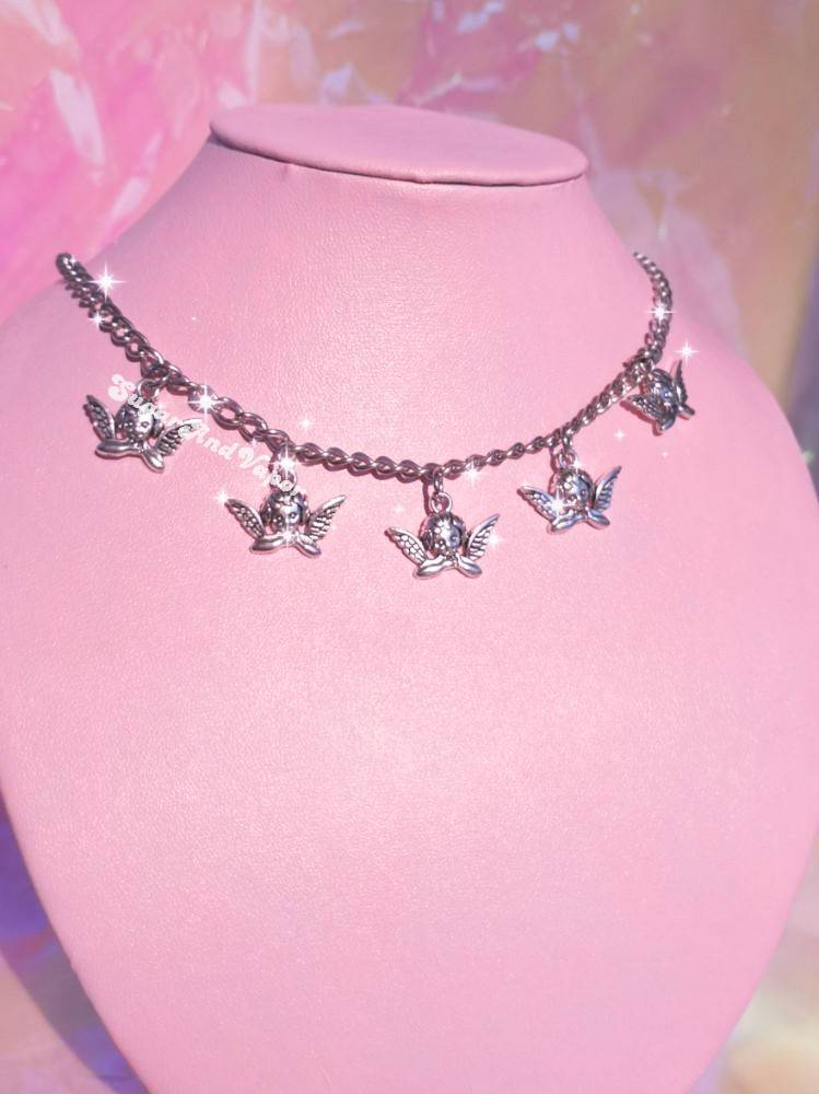 5 Cute Cherub Angels Stainless Steel Necklace-NECKLACES-SugarAndVapor