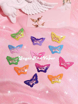Girly Colorful Glitter Butterfly Hair Clips Set-Hair Accessories-SugarAndVapor