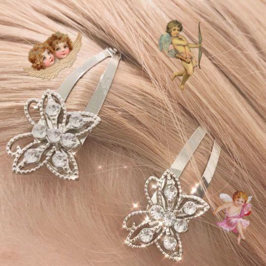SugarAndVapor 90s Vintage Sparkly Butterfly Hair Clips Set