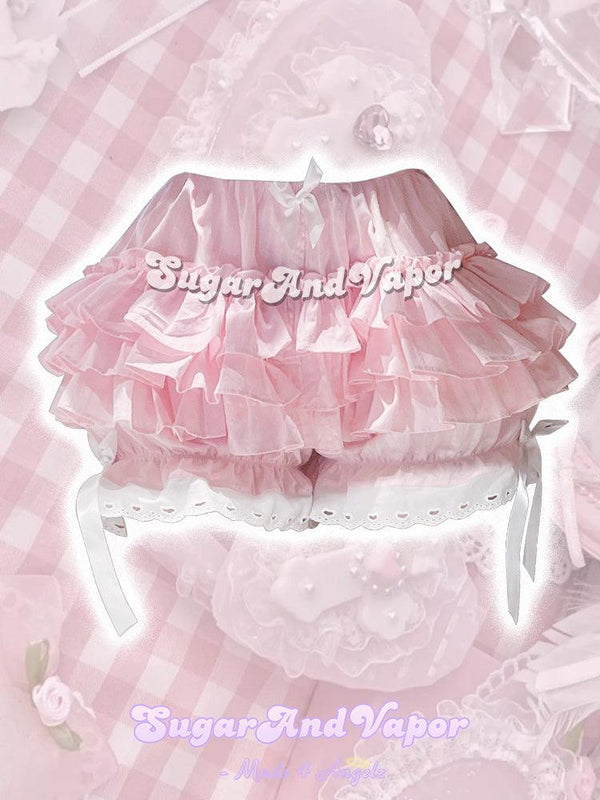 ANNA Pink Flared Lace Mini Skirt (Skort)-Skirts-SugarAndVapor
