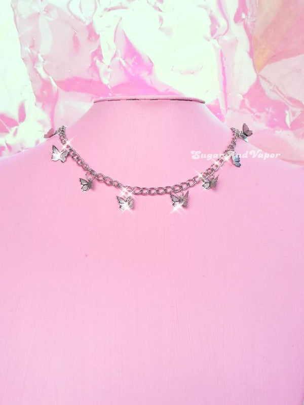 AYLA Butterfly Stainless Steel Choker-NECKLACES-SugarAndVapor