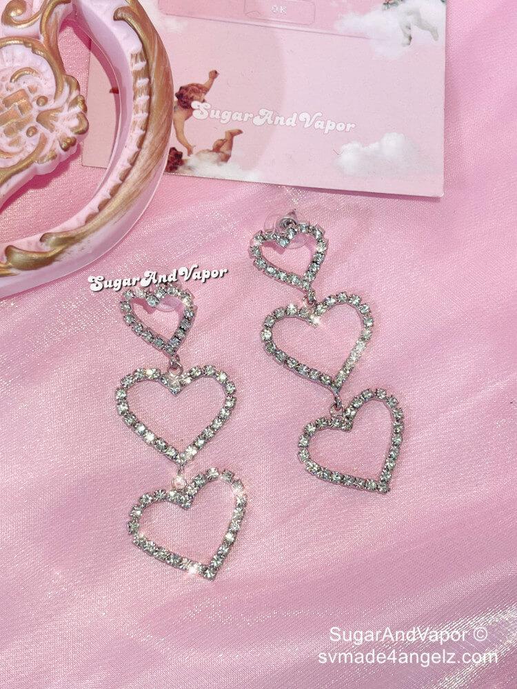 Abra Rhinestones Hearts Dangles Earrings-EARRINGS-SugarAndVapor