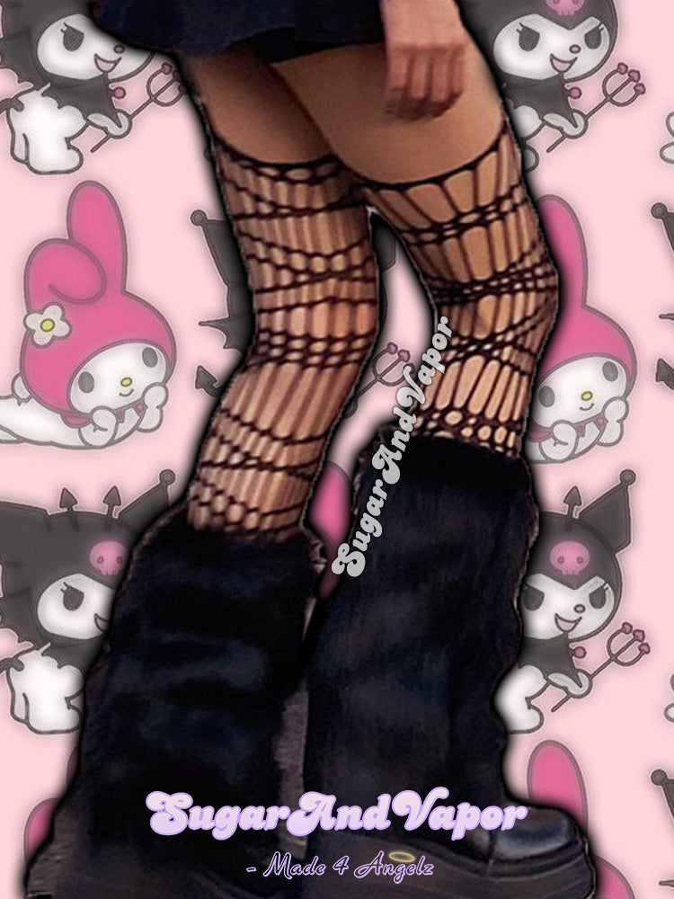 Alt Cobweb Fishnet Garter Stocking Tights-SOCKS & TIGHTS-SugarAndVapor