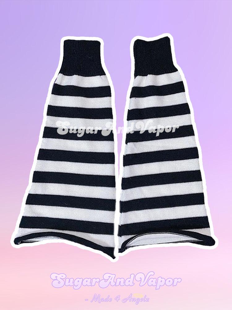 Alt Stripes Knitted Flared Leg Warmers-SOCKS & TIGHTS-SugarAndVapor