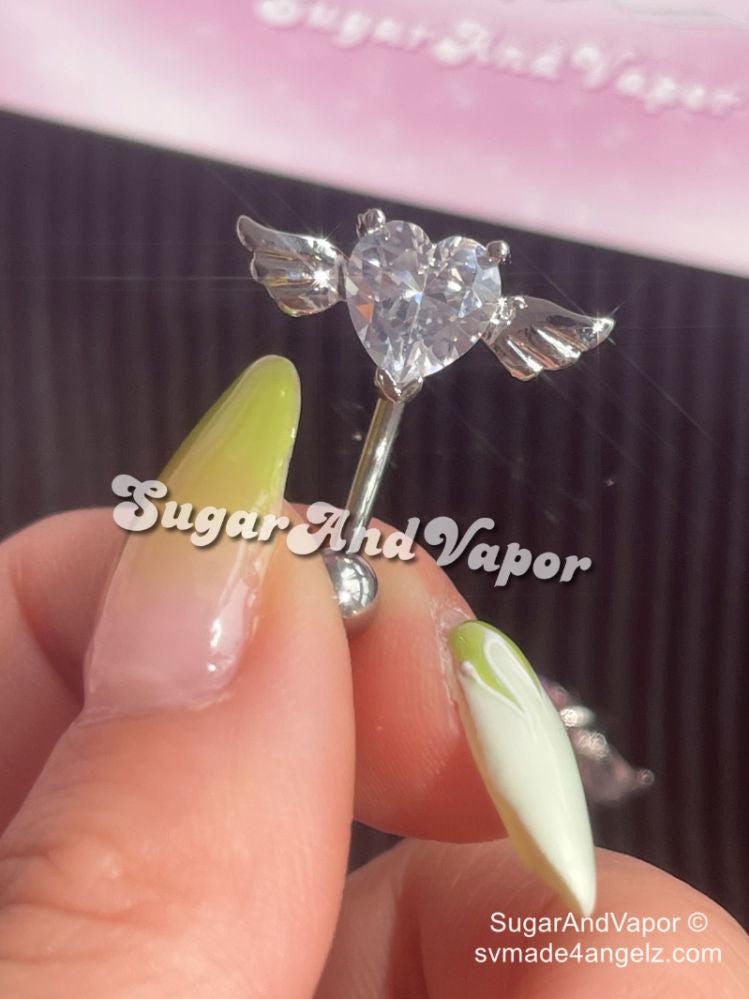 Angel Heart Top Mount Belly Ring-Belly Ring-SugarAndVapor