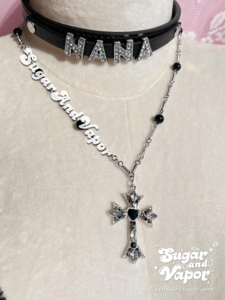 Annora Rhinestone Cross Necklace-NECKLACES-SugarAndVapor