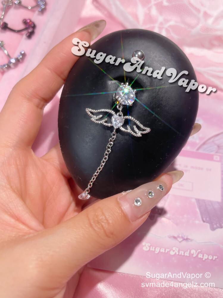 Ariel Tassels Angel Wing Belly Ring-Belly Ring-SugarAndVapor