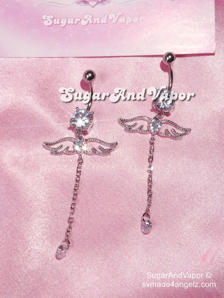 Ariel Tassels Angel Wing Belly Ring-Belly Ring-SugarAndVapor