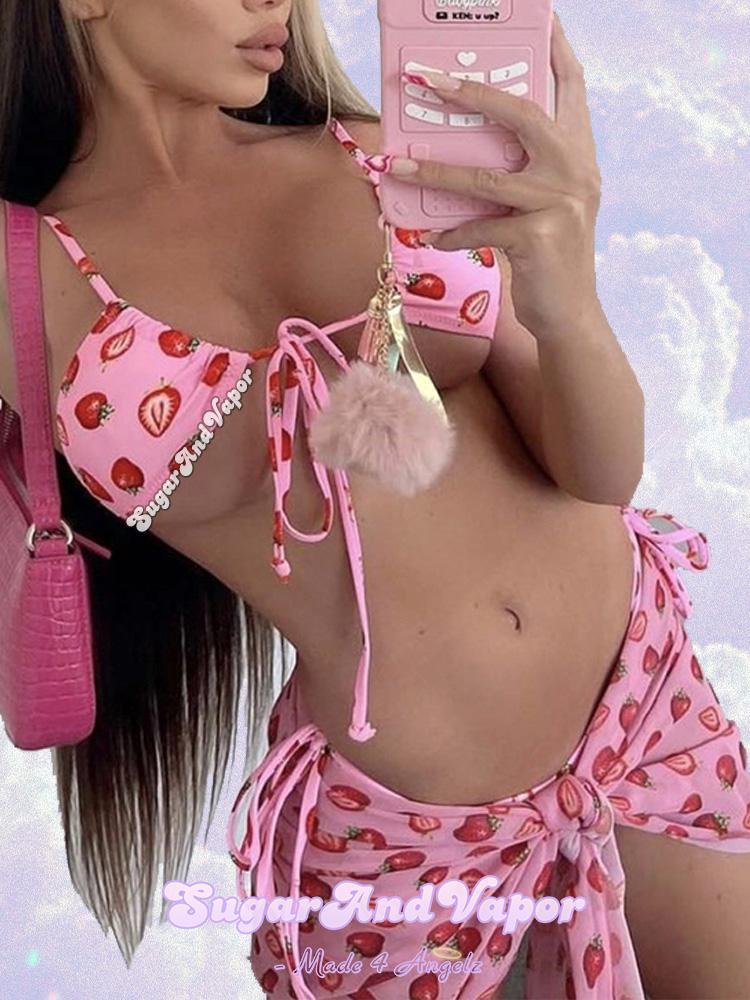 Avayah Strawberry Cute Bikini Set-Swimsuits-SugarAndVapor