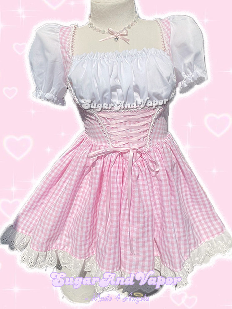 Avina Lolita Lace-up Cottage Core Dress-DRESSES-SugarAndVapor